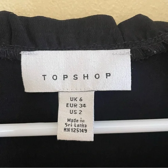 TOPSHOP Black Peplum Top Sz-2 - Picture 3 of 9